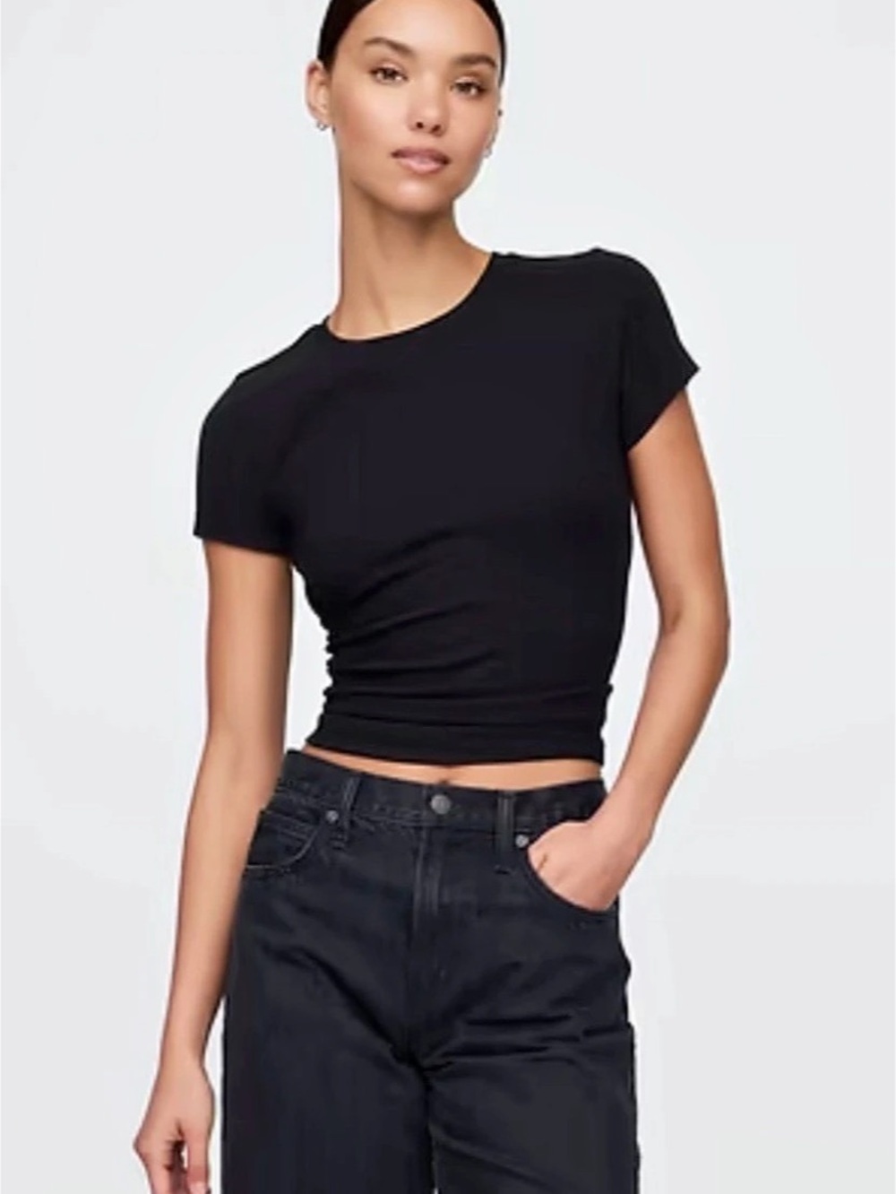 NWOT Gap Baby Rib Crew Neck Tee | Black | L